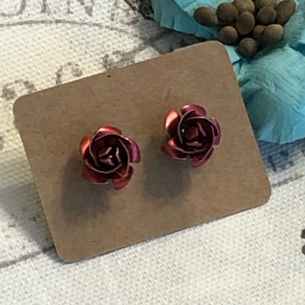 Rose Shape Metal Pierced Earrings